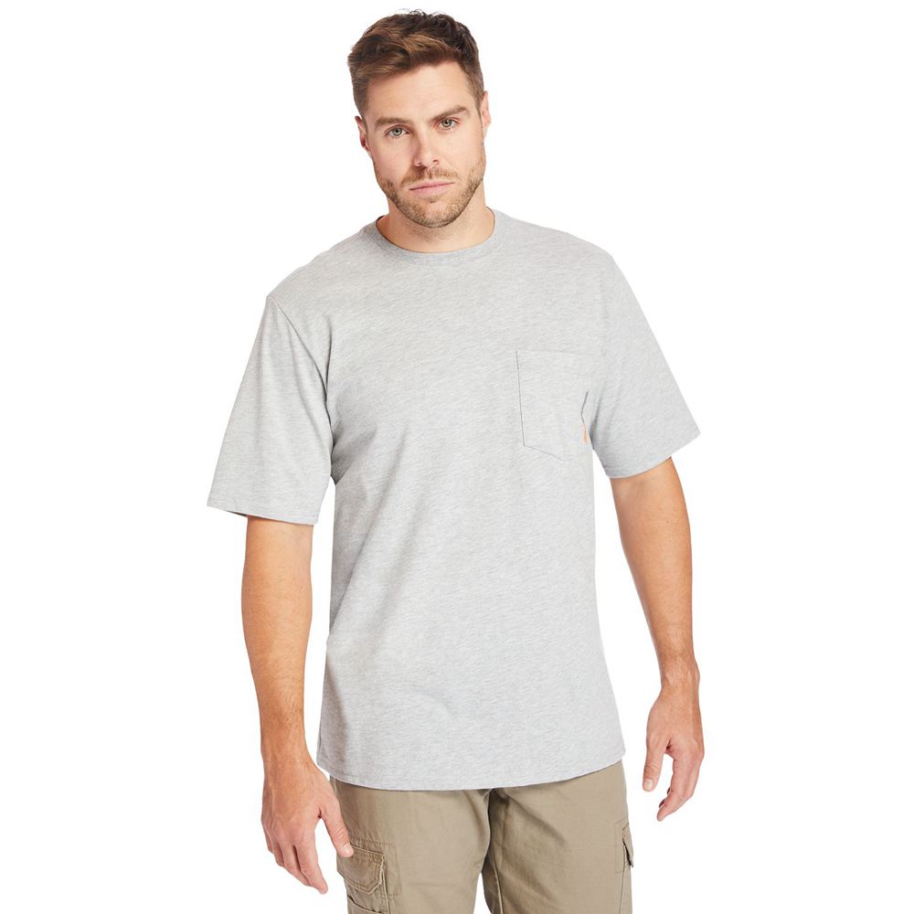 Camisetas Timberland Argentina Hombre - Pro® Big & Tall Base Plate Short-Sleeve - Gris - RDGSQM-734